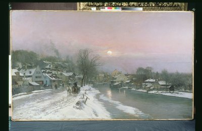 A Canal Scene in Winter by Anders Andersen Lundby